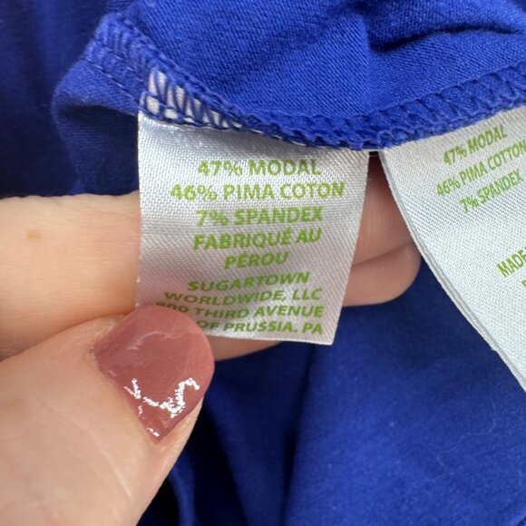 Lilly Pulitzer Finn Top Womens Blue Pima Cotton Modal LS Boat Neck Size XL - Picture 7 of 13